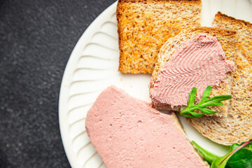 pate with foie gras poultry liver healthy eating cooking appetizer meal food snack on the table copy space