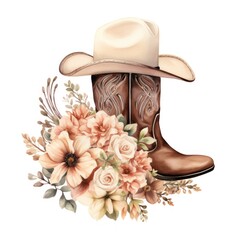 Watercolor Boho Cowgirl Wedding Invitation with Floral Accents