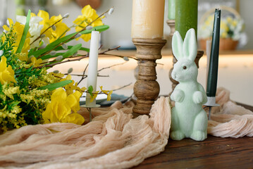Easter decor with Easter bunny