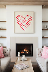 Frame Mockup | Livingroom | Framed artwork | Interior Design Photography | Valentines Day | Modern Farmhouse Decor | Pink elements | cozy white and wood tones 