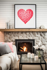 Frame Mockup | Livingroom | Framed artwork | Interior Design Photography | Valentines Day | Modern Farmhouse Decor | Pink elements | cozy white and wood tones 