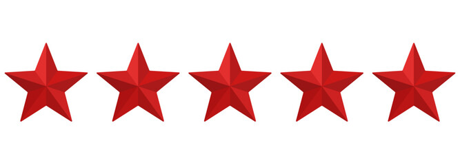 Five Red Stars Product Rating Review for Apps and Websites