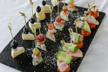 Buffet snacks at a banquet. buffet menu options