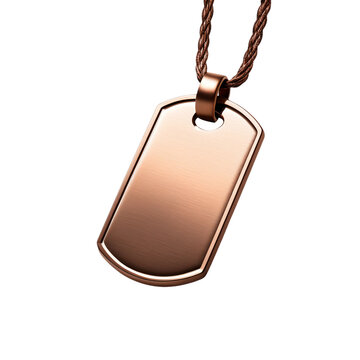 Etiqueta de bronze em branco, vazio, isolado. Colar bronzeado retangular, com bordas arredondadas em fundo branco ou transparente.