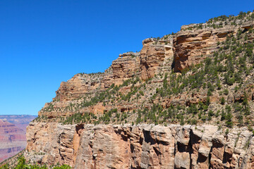 A view of the slopes of the mountains in the Grand Canyon in America.