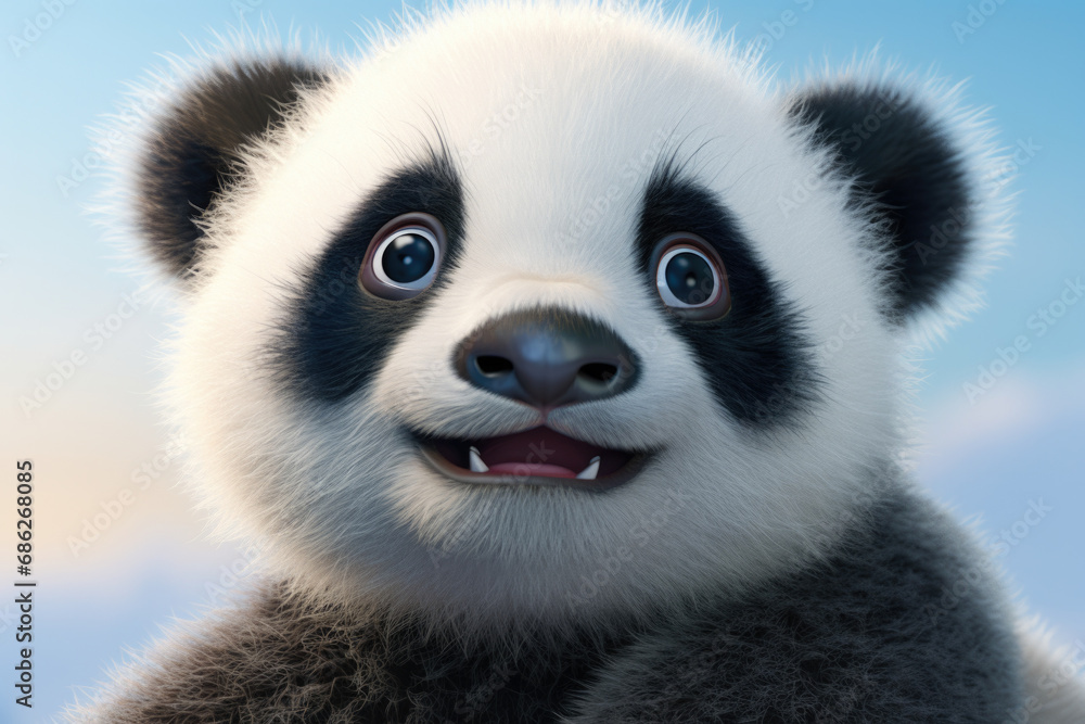 Aufkleber a close-up view of a panda bear's face. this image can be used to depict the adorable and unique fea