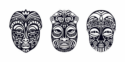 Set of Maori masks.