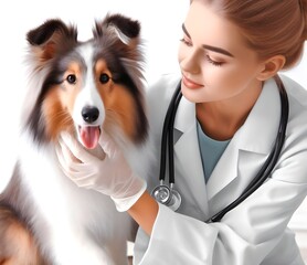 Ärztin untersucht Hund - 686268065