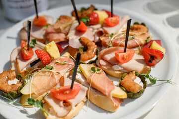 Buffet snacks at a banquet. buffet menu options