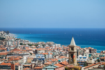 Panoramic view of the city of Ventimiglia in Italy, from the hill