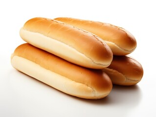 Empty Hot Dog Buns on White Background