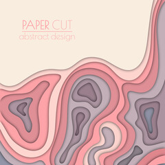 3d layout of the cover, banner, leaflet in the style of cut paper. Abstract smooth shapes create the effect of depth and space. Abstract background for creative design and creative idea