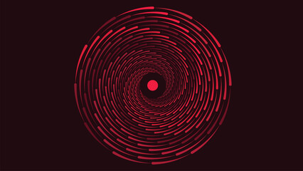 Abstarct spiral dotted vortex round symbol background in dark red color.