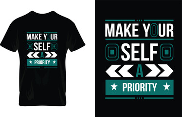 typography positive motivational quotes, make your self a priority - obrazy, fototapety, plakaty