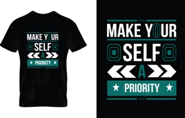 Türaufkleber typography positive motivational quotes, make your self a priority © Hkd Arif 