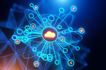 Internet infrastructure concept. Abstract technology background. 3D rendering.