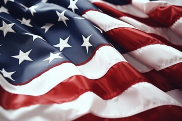 Fototapeta premium A close up shot of a large American flag. Perfect for patriotic designs and Fourth of July celebrations.