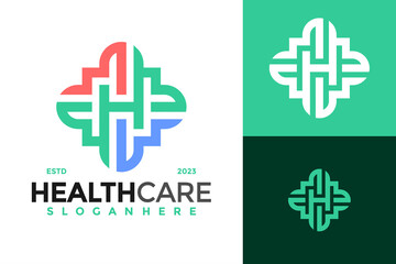 Letter H Health Care Logo design vector symbol icon illustration