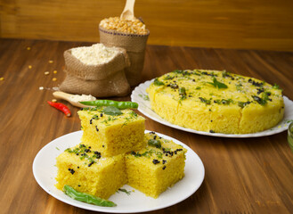 Chana Dal  Gram Flour Dhokla  served with mint chutney,