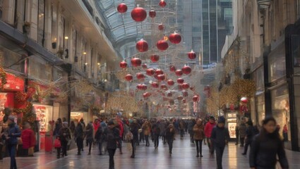 Obraz premium view of the town decorated for Christmas