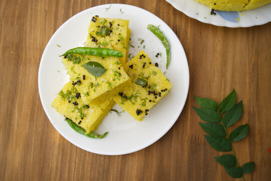 Chana Dal  Gram Flour Dhokla  served with mint chutney,