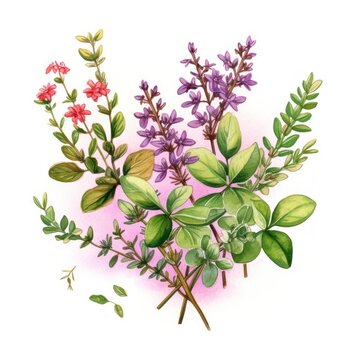 Exquisite Watercolor Herbs and Spices Clipart Vibrant Thyme and Marjoram Bundle