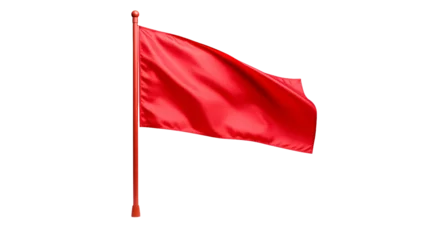 Fotobehang Illustration of Red flag with pole isolated on white transparent background © AiDesign
