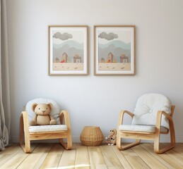 Layout of poster, poster in the room, interior of a room with a sofa