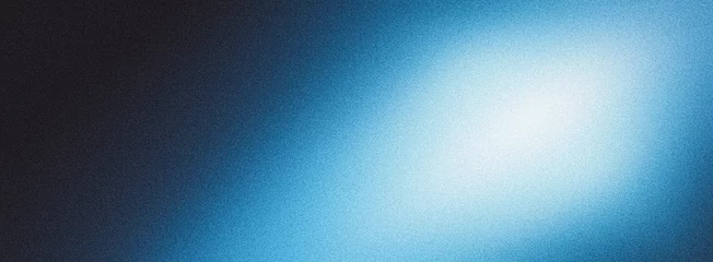 Foto op Canvas Blue gradient background grainy glowing blue light on dark backdrop noise texture effect banner header design © Enso