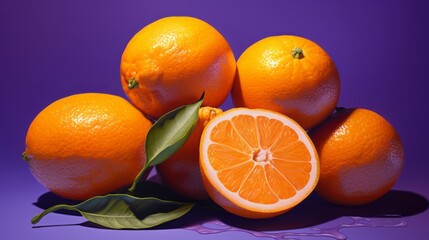 orange_fruits_photorealism_style_on_purple_background