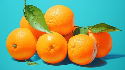 orange_fruits_photorealism_style_on_turquoise_background