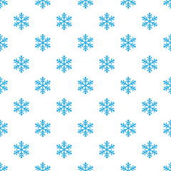 Small blue snowflakes isolated on a white background. Cute monochrome holiday seamless pattern. Vector simple flat graphic illustration. Texture.