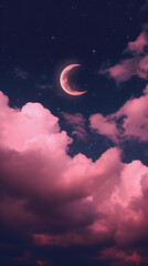 Obraz na płótnie Canvas sky, blue, moon, night, nature, dusk, evening, bright, twilight