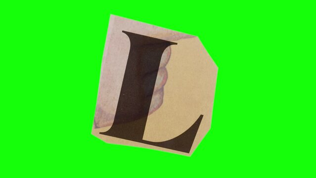 Uppercase L Letter in Paper Cut Letter. Ransom Letter style. Magazine Cut Outs. Wiggle loop.