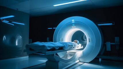 CT scanner with a deceased body being scanned