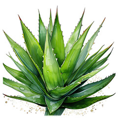 Obraz premium watercolor green aloe vera clipart, Generative Ai