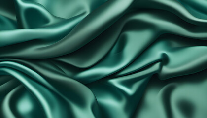 Fototapeta premium Black blue green abstract background. Dark green silk satin texture background.