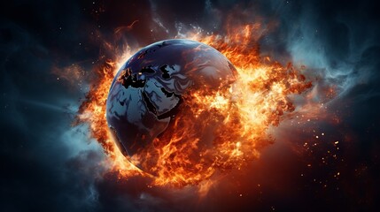 The image World on Fire is an image of a global warming environment that has been remixed with fire effect. - obrazy, fototapety, plakaty