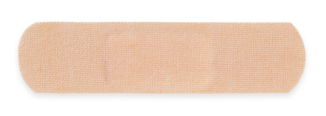 One medical adhesive bandage isolated on white, top view