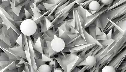 Abstract image, geometric background with white shapes, three dimensional effect