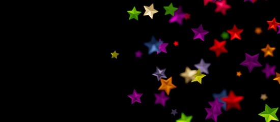 XMAS stars background, sparkle lights confetti falling. magic shining Flying christmas stars on night  - colourful