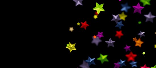 XMAS stars background, sparkle lights confetti falling. magic shining Flying christmas stars on night  - colourful