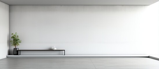 Modern minimal living with a lateral perspective empty - obrazy, fototapety, plakaty