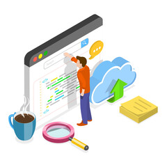 3D Isometric Flat  Illustration of Software Development. Item 1