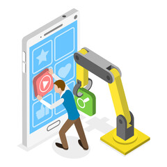 3D Isometric Flat  Illustration of Mobile Interface Design. Item 1