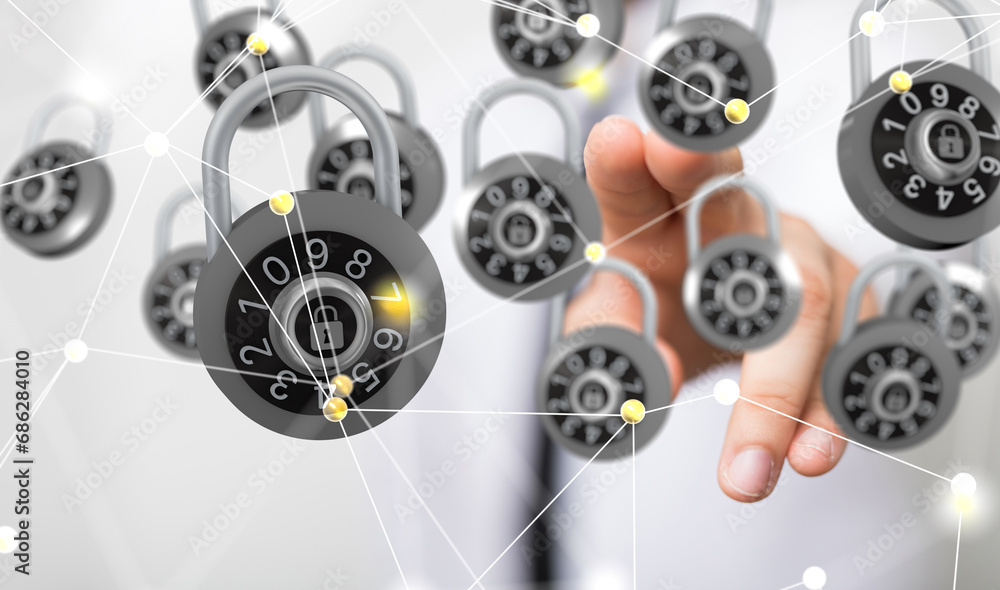 Poster security data code digital concept