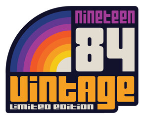 Vintage 1984 40th Birthday vector illustration for shirt and birthday gift for her and for him. 80s retro style design template.