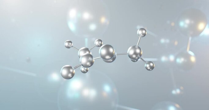 Diacetyl rotating 3d molecule, molecular structure of butanedione, seamless video