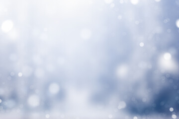 blue defocus winter background with falling snow