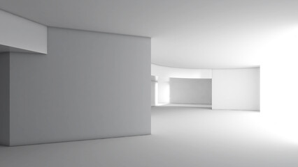 White open room with outdoor lighting., 3d rendering